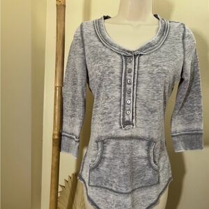 Gray Button-Up Henley Top